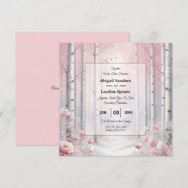 Frostat Petals i Winter Woodland Bröllop Inbjudningar