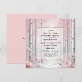 Frostat Petals i Winter Woodland Bröllop Inbjudningar