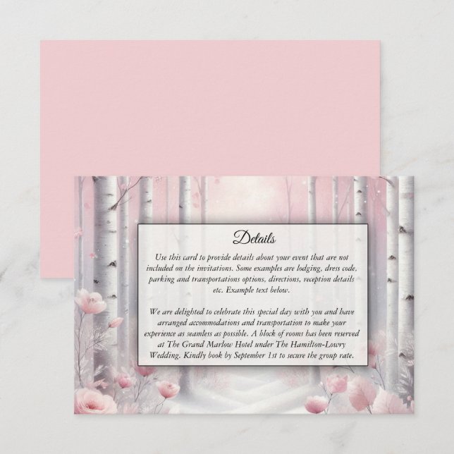 Frostat Petals i Winter Woodland Bröllop Tilläggskort (Fram/baksida)