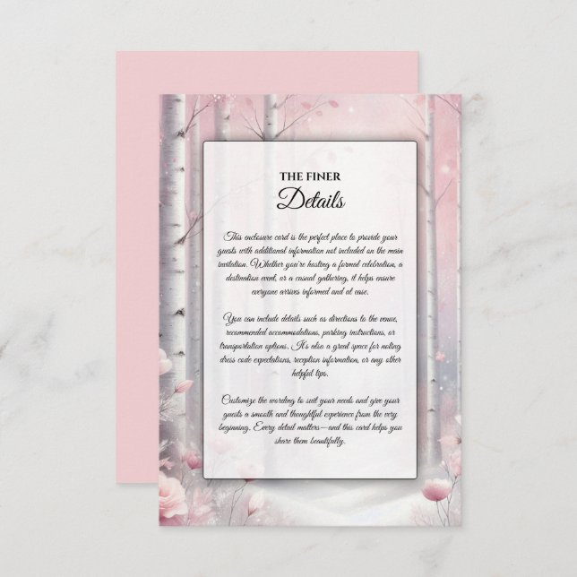 Frostat Petals i Winter Woodland Bröllop Tilläggskort (Fram/baksida)