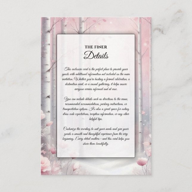 Frostat Petals i Winter Woodland Bröllop Tilläggskort (Framsida)