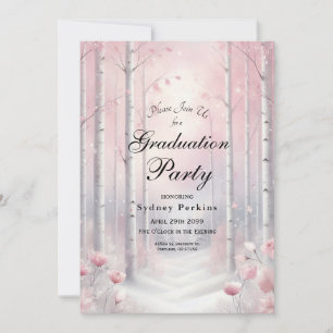 Frostat Petals i Winter Woodland Studenten Inbjudningar