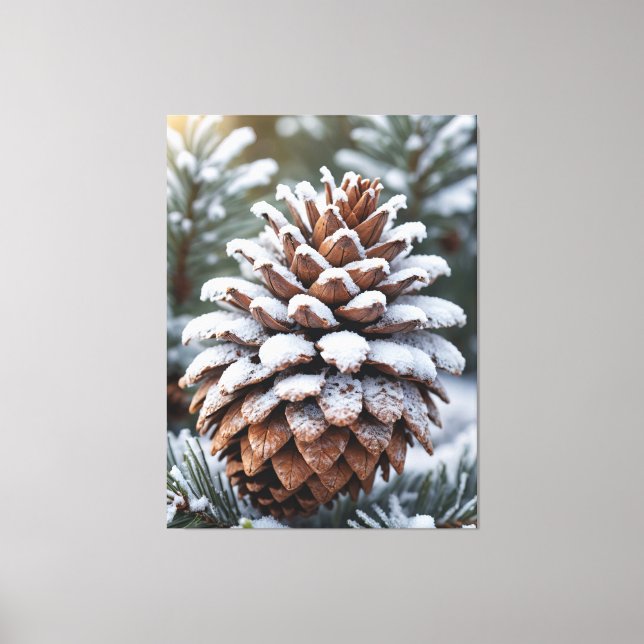 Frostat Pinecone Winter Wonderland Natature Canvastryck (Framsida)