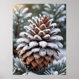 Frostat Pinecone Winter Wonderland Natature Poster
