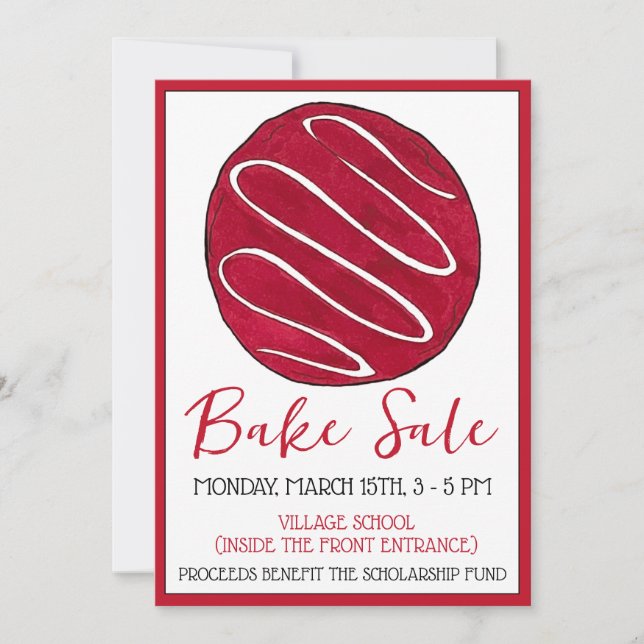 Frostat Red Velvet Cookie Swap Baking Bake Sale Inbjudningar (Framsida)