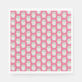 Frostat Rosa Heart Cuptårta Sprinkles Dessert Kärl Pappersservett