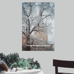 Frostat träd och majestekatedral poster