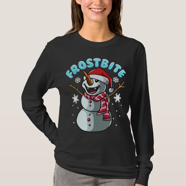 Frostbett Snögubbe Vampre julklapp Julafton T Shirt (Framsida)