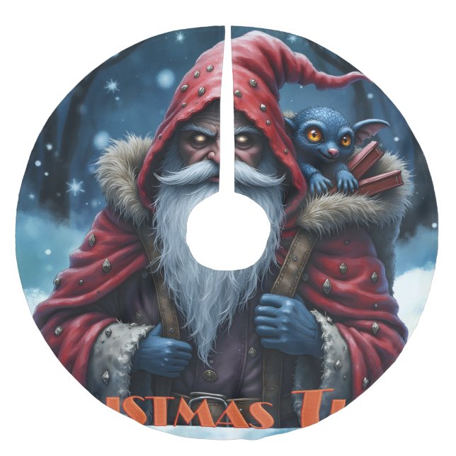 Frostbite Santa & His Mischief Elf. Julgransmatta Borstad Polyester (Framsidan)