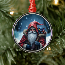 Frostbite Santa & His Mischief Elf. Julgransprydnad Metall