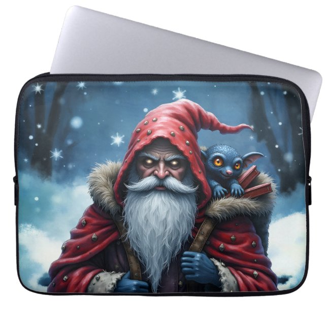 Frostbite Santa & His Mischief Elf. Laptop Fodral (Framsidan)