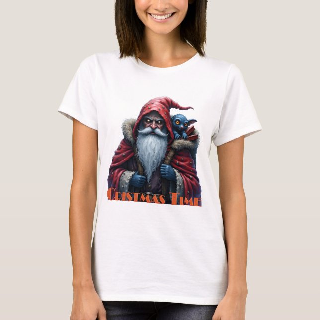 Frostbite Santa & His Mischief Elf. T Shirt (Framsida)