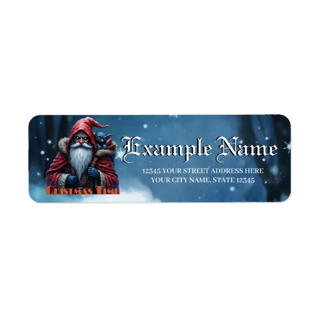 Frostbite Tomte & Hans Busiga Tomte. Returadress Etikett (Framsidan)