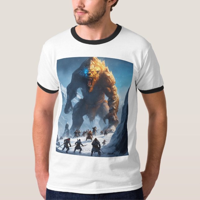 "Frostbunden erövring: Battling Giants" T Shirt (Framsida)