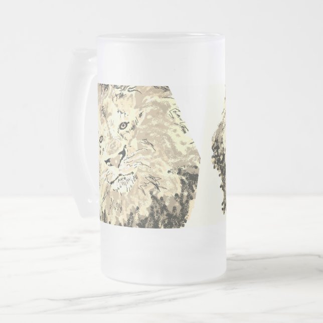 Frosted Beer Mug : king of The Jungle Frostat Ölglas (Framsida vänster)