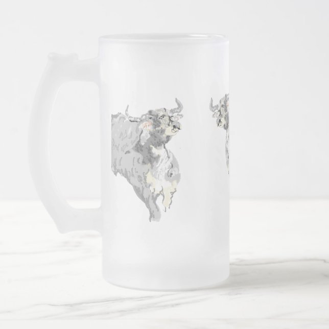 Frosted Beer Mugg: Buffalos på Springa Frostat Ölglas (Vänster)