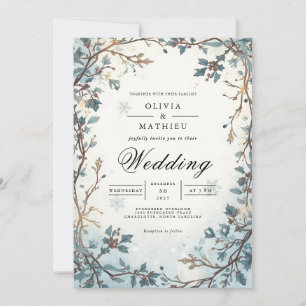 Frosted Berry Arch Winter Wedding Inbjudningar