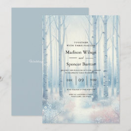 Frosted Blue Birch Forest Wedding Inbjudningar