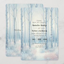 Frosted Blue Birch Forest Wedding Inbjudningar