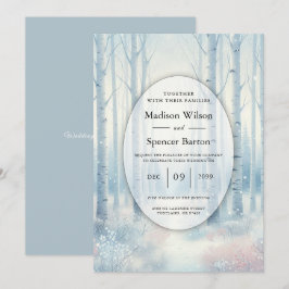Frosted Blue Birch Forest Wedding Inbjudningar