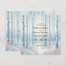 Frosted Blue Birch Forest Wedding Inbjudningar
