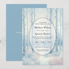 Frosted Blue Birch Forest Wedding Inbjudningar