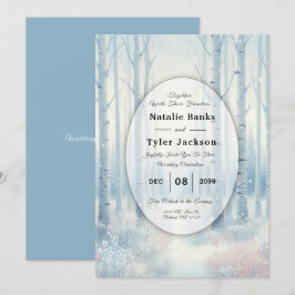 Frosted Blue Birch Forest Wedding Inbjudningar