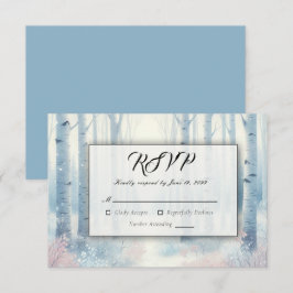 Frosted Blue Birch Forest Wedding OSA Kort