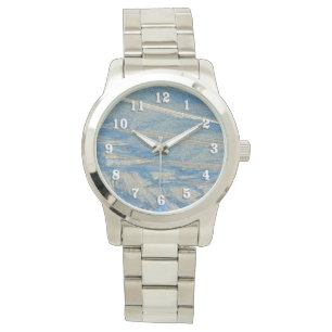 Frosted Blue med vita siffror Armbandsur