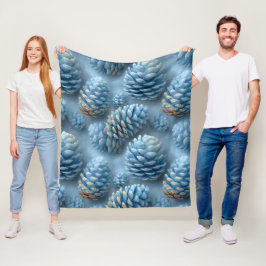 Frosted Blue Pinecones Fleecefilt