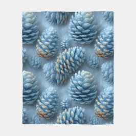 Frosted Blue Pinecones Fleecefilt