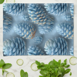 Frosted Blue Pinecones Kökshandduk