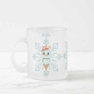 Frosted Blue Snowflake and Gingerbröd Person Fro Frostad Glasmugg