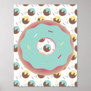 Frosted Donut Holes Sprinkles Wall Art Teal Poster