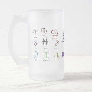 Frosted Glass Beer Mug ECC,ESMALTADO ZODIACAL Frostat Ölglas