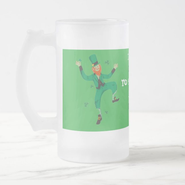 Frosted Glass Beer Mugg - St. Patrick's Day Design (Vänster)