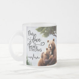 Frosted Glass Mug Bear Family Heartbeat Love Frostad Glasmugg