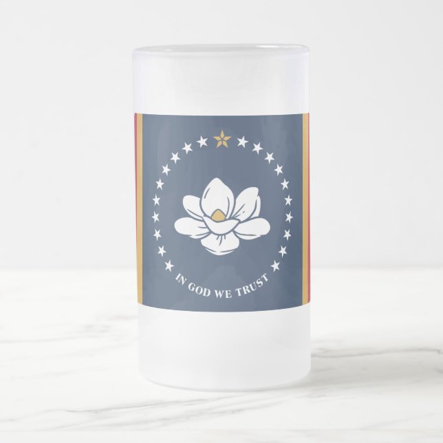 Frosted Glass Mug with flag of Mississippi, USA Frostat Ölglas (Center)