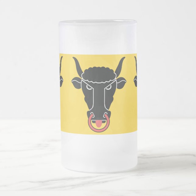 Frosted Glass Mug with flag of Uri, Switzerland Frostat Ölglas (Center)