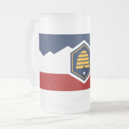 Frosted Glass Mug with flag of Utah, USA Frostat Ölglas