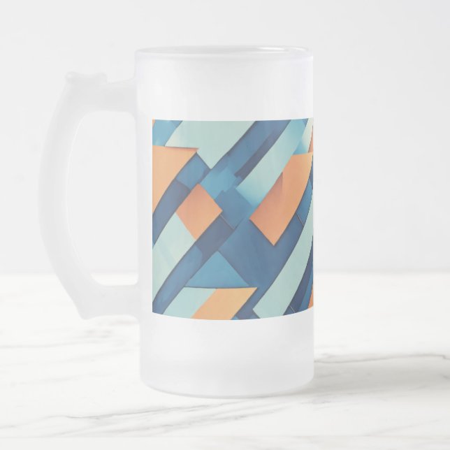 Frosted Glass Mugg 16 oz - minimalistisk geometri (Vänster)