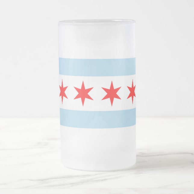 Frosted Glass Mugg med flagga of Chicago, USA (Center)