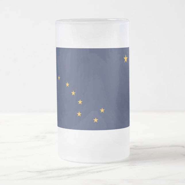 Frosted Glass Mugg with flagga of Alaska, USA (Center)