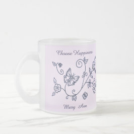 Frosted Glass Pink Butterfly Mug Frostad Glasmugg