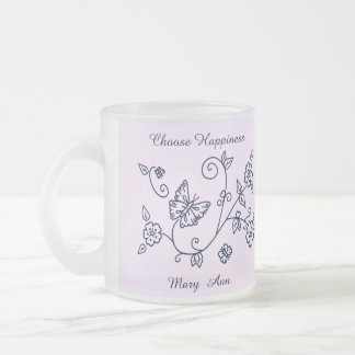 Frosted Glass Pink Butterfly Mug Frostad Glasmugg