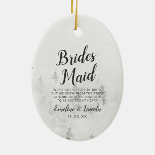 Frosted Gräs Rustic White Winter Bridesmaid Quote Julgransprydnad Keramik