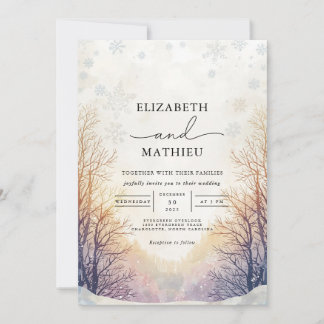 Frosted Gren Winter Wedding Inbjudningar