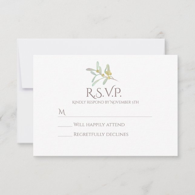 Frosted Mistletoe Winter Wedding OSA Kort (Framsida)