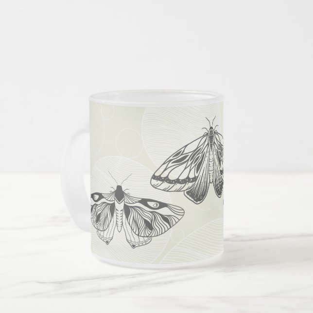 Frosted Moths-Mugg Frostad Glasmugg (Framsida vänster)
