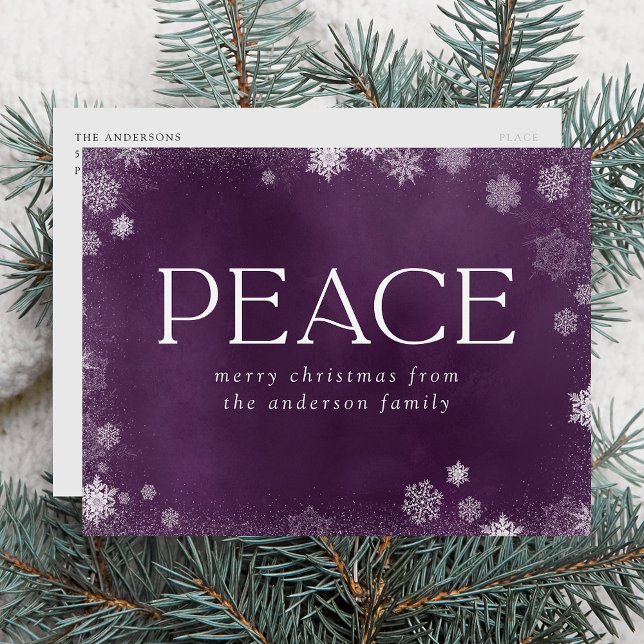 Frosted Peace Lila Watercolor non-Photo Helg Vykort (Skapare uppladdad)